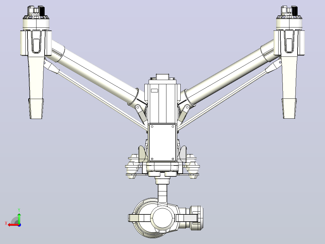 大疆悟 inspire Pro 无人机3D三维设计图纸后视图