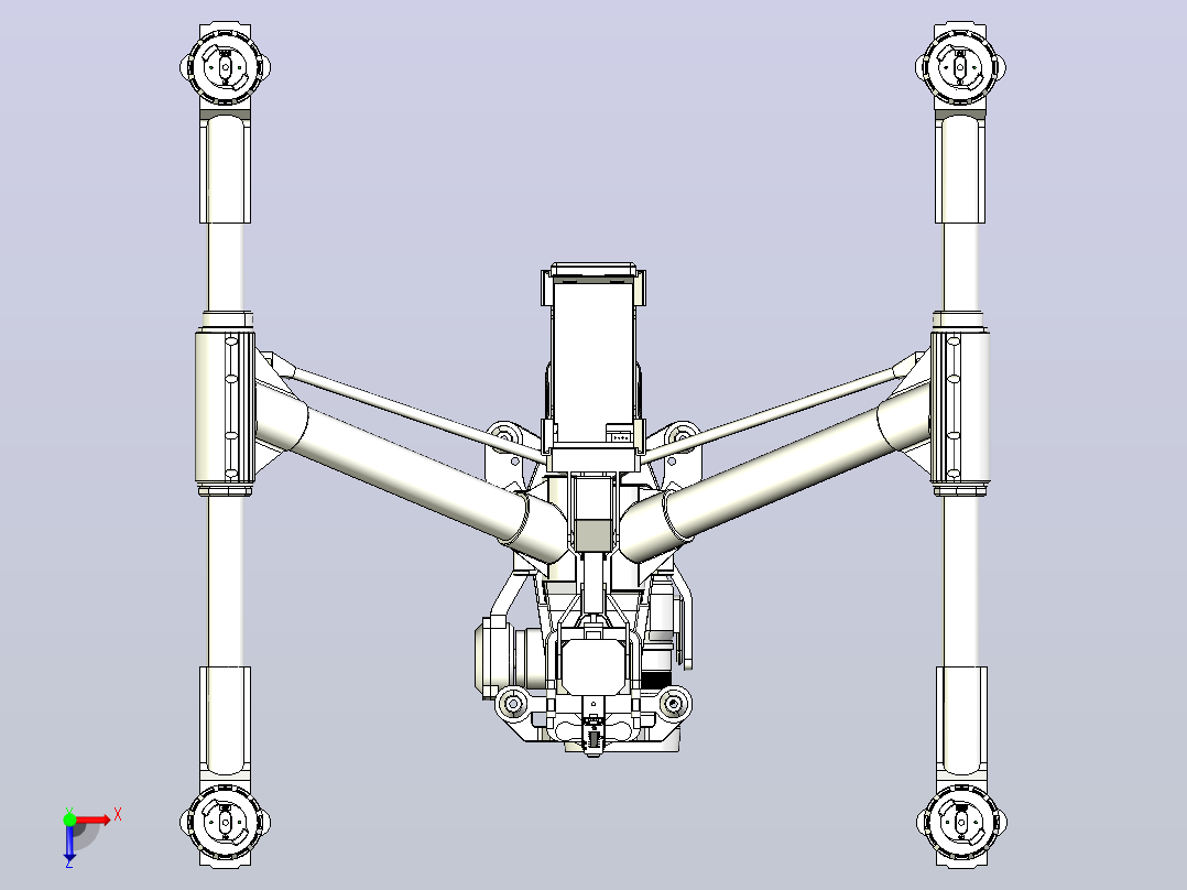 大疆悟 inspire Pro 无人机3D三维设计图纸俯视图