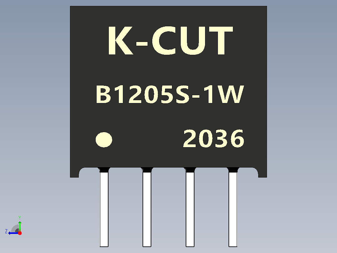 DC DC隔离电源模块B1205S-1W。功率模块转换器右视图