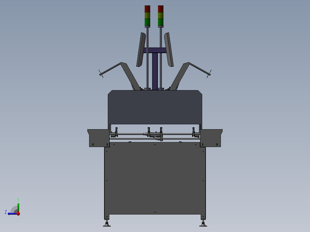 全自动SMT双轨接驳台三轴模组平台双工位滑台3D图纸右视图