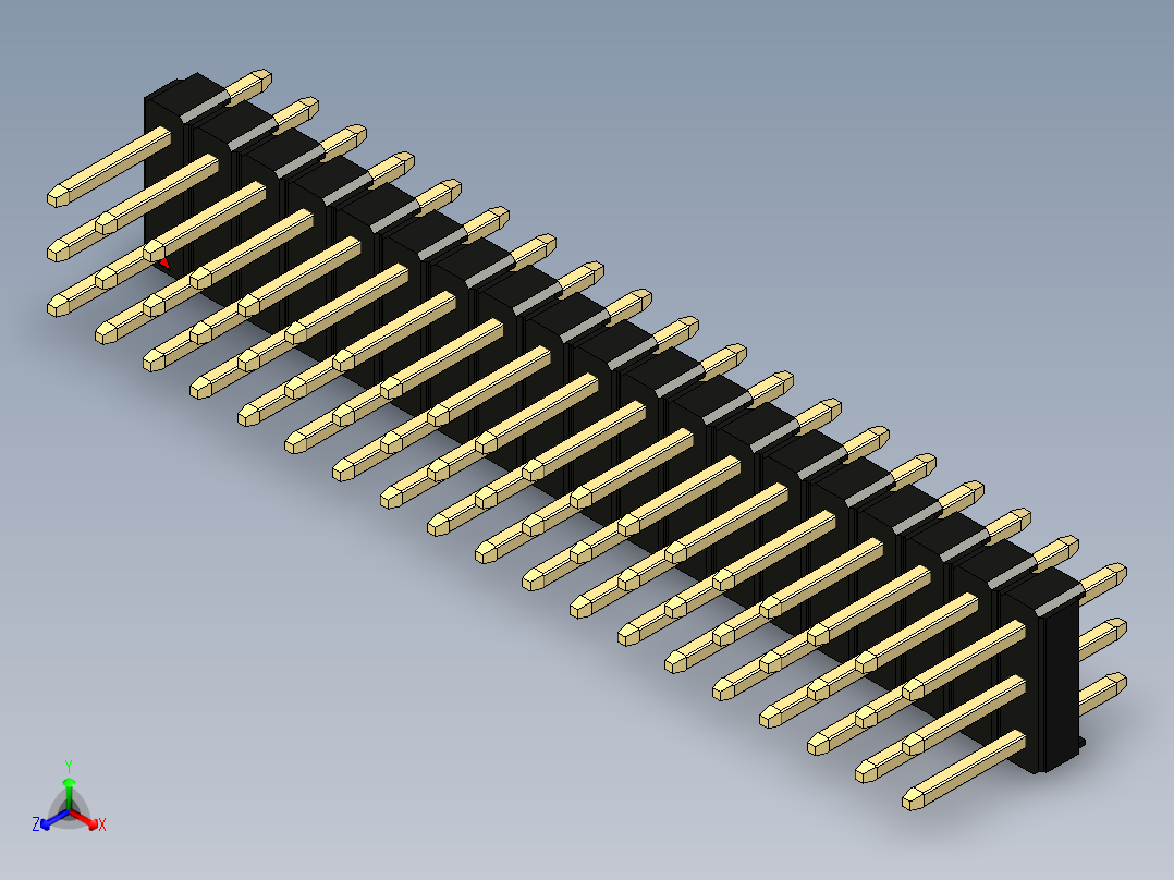 彩色公头100mil（2.54mm）系列-DS1021_black_3x19p_100mil_Type1_rev1.0主视图