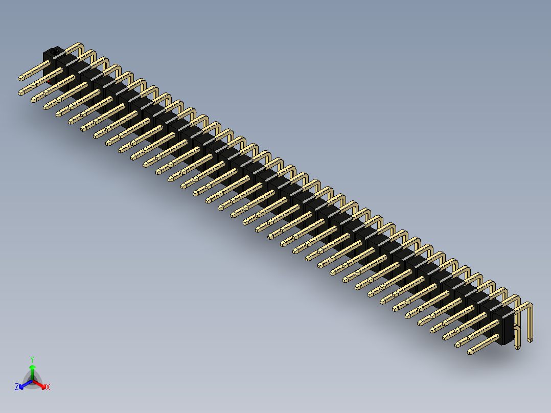 彩色公排针 100mil 2.54mm 系列-DS1022_black_2x37p_100mil_TypeD_rev1.0主视图