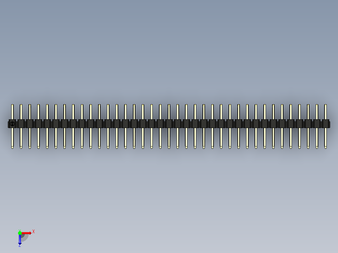 彩色公排针 100mil 2.54mm 系列-DS1022_black_2x37p_100mil_TypeD_rev1.0俯视图