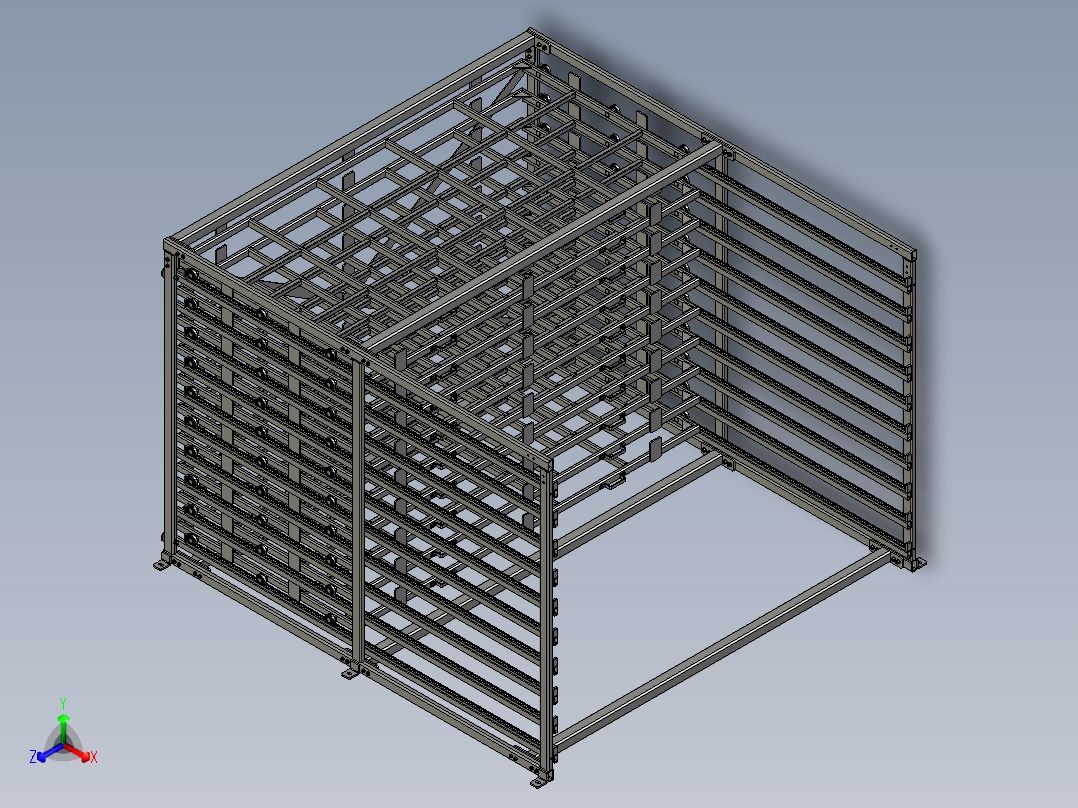 带轴承金属框架正等轴测图