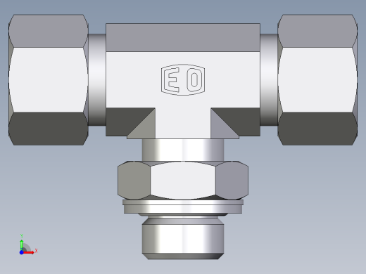 卡套式工业通用硬管接头EO_Adjustable_locknut_branch_tee_TEE12ZLMCF前视缩略图