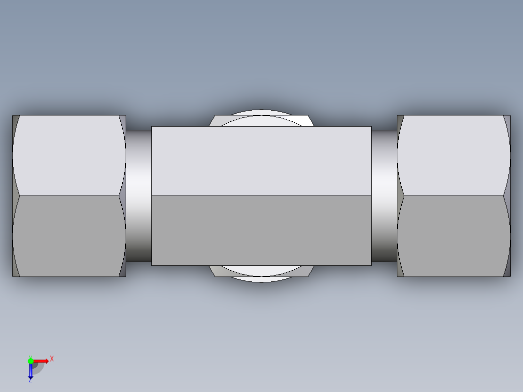 卡套式工业通用硬管接头EO_Adjustable_locknut_branch_tee_TEE12ZLMCF俯视图