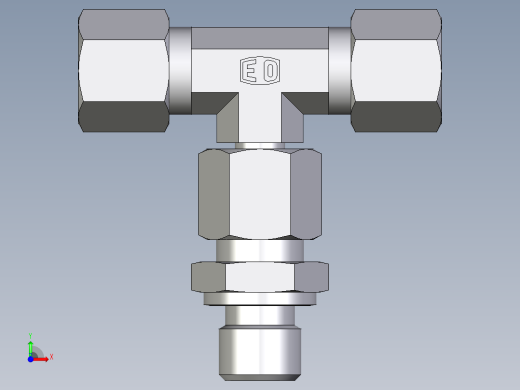 卡套式工业通用硬管接头EO_Assembled_adjustable_standpipe_branch_tee_EVT08LR71前视缩略图