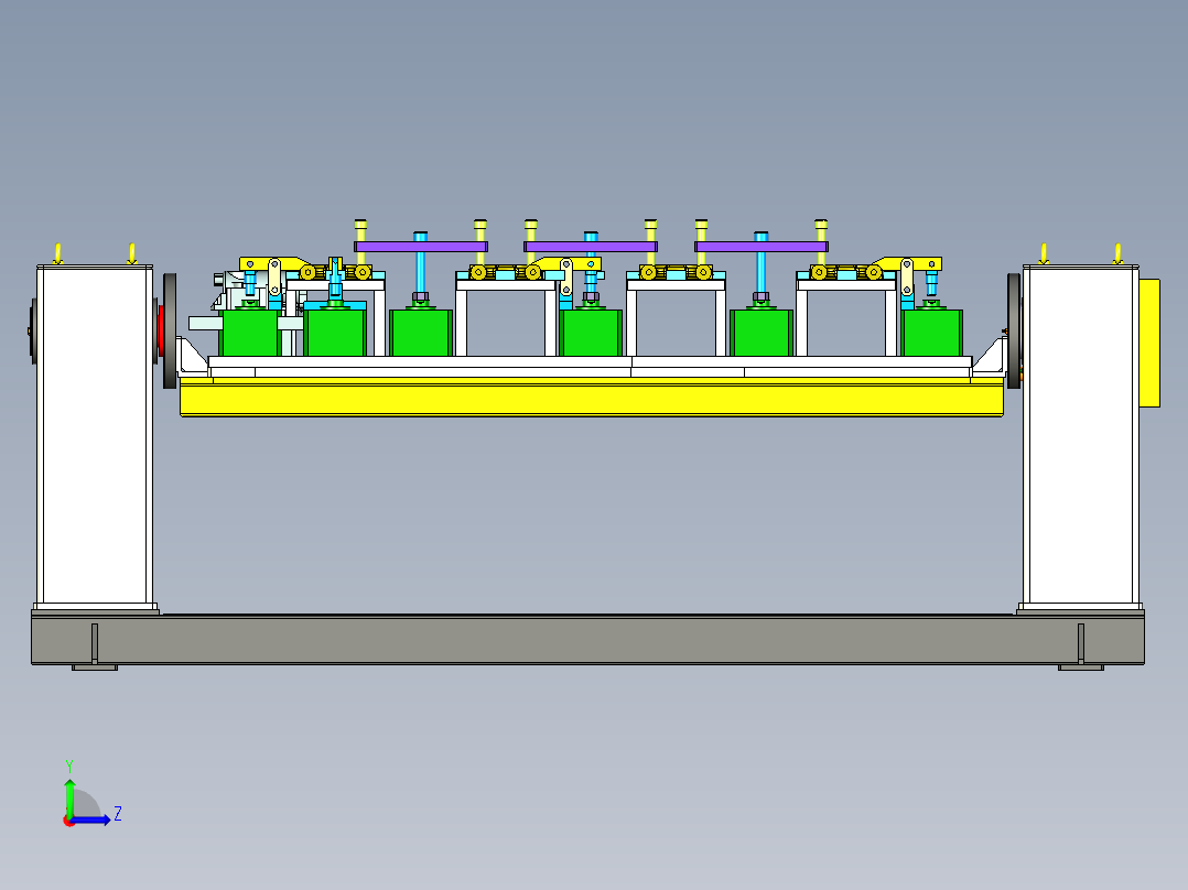 检测工装与变位机机构左视图