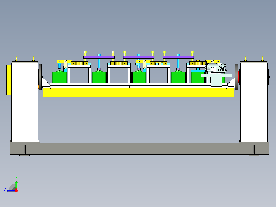 检测工装与变位机机构右视图