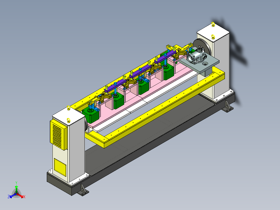 检测工装与变位机机构正等轴测图