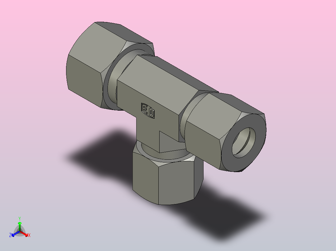 EO管接头三通异径管TR12 10 10L71.stp主视图