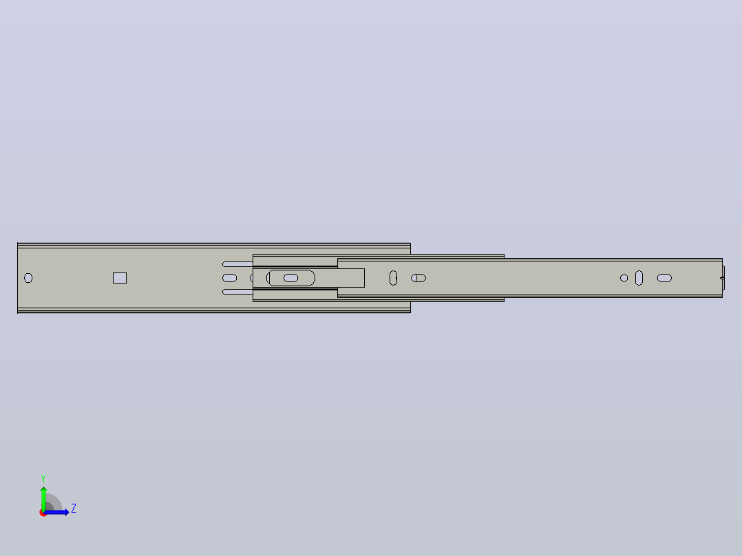 HUBEN-BM-45抽屉滑轨3D图纸+STEP格式左视图
