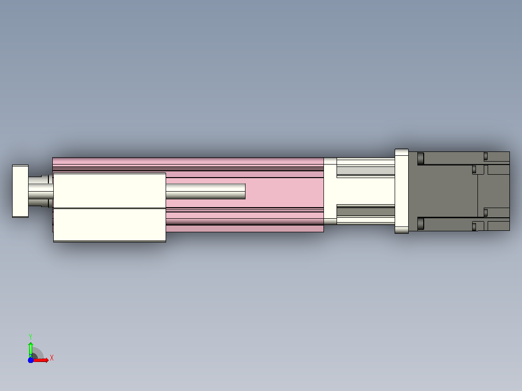 MTC32-100-P#-D-M200W-R MTC32电缸 200W伺服电机直连 带导杆支架前视图