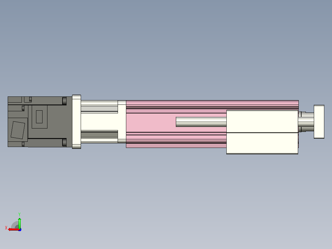 MTC32-100-P#-D-M200W-R MTC32电缸 200W伺服电机直连 带导杆支架后视图