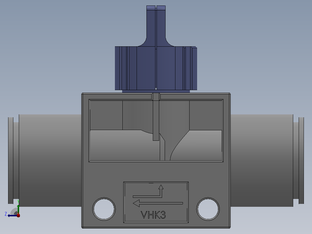 VHK系列P快速接头A快速接头二通三通手动阀[VHK3R-10F-10F]右视图