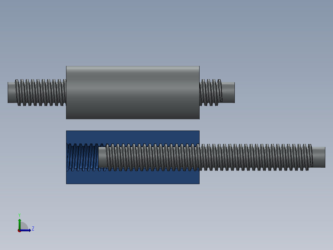 solidworks 滚珠丝杆螺母模型左视图