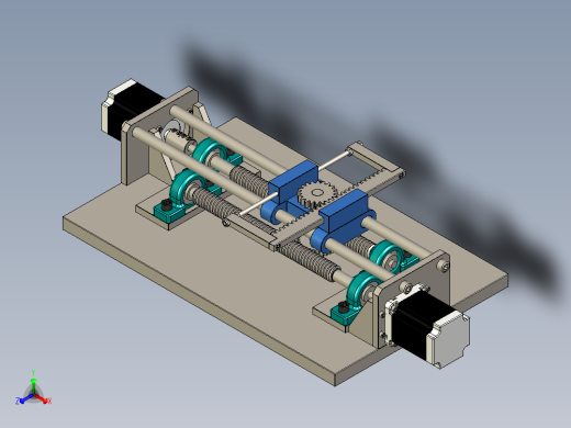 蜗轮蜗杆XY台机构模型3D图 多种格式