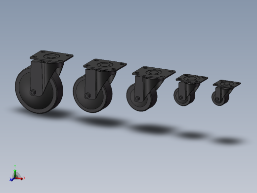 20款常用万向脚轮模型图平板脚轮螺柱脚轮3d图纸