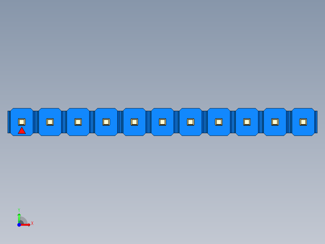 彩色公头100mil（2.54mm）系列-DS1021_blue_1x11p_100mil_Type19_rev1.0前视图