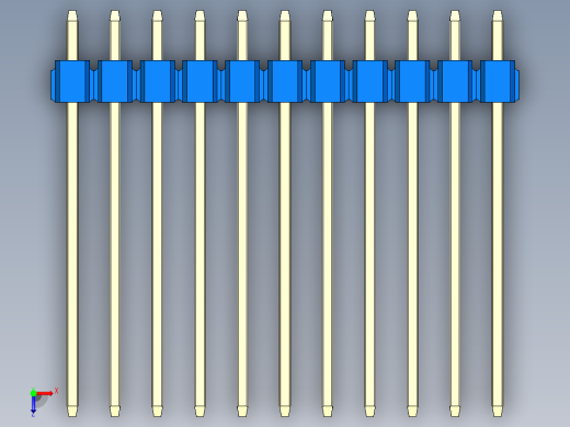 彩色公头100mil（2.54mm）系列-DS1021_blue_1x11p_100mil_Type19_rev1.0俯视缩略图