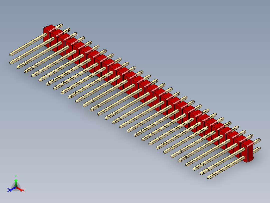 彩色公头100mil（2.54mm）系列-DS1021_red_2x28p_100mil_Type5_rev1.0主视图