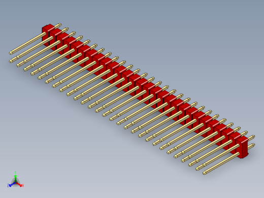 彩色公头100mil（2.54mm）系列-DS1021_red_2x28p_100mil_Type5_rev1.0正等轴测缩略图