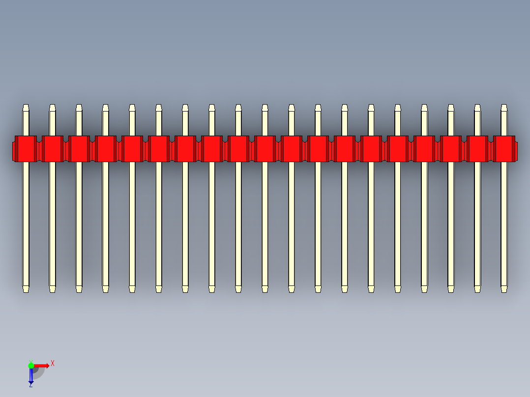彩色公头100mil（2.54mm）系列-DS1021_red_3x19p_100mil_Type5_rev1.0俯视图