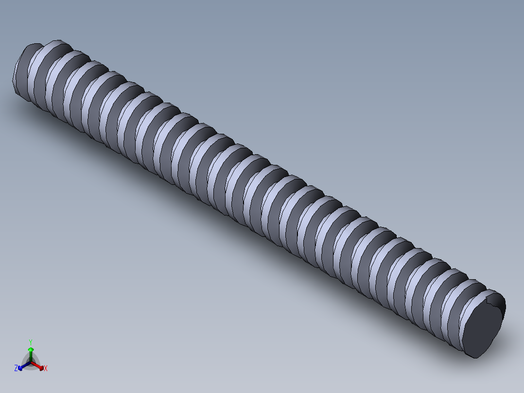 公制 （ISO） 梯形螺钉-TR22x8x200.SLDPRT正等轴测图