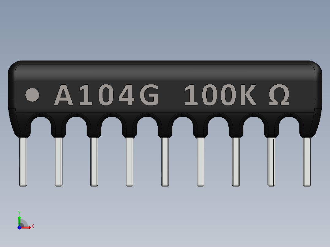 电容器 二极管 电阻器-Resistor Network 100K Ohm 9-Pin主视图