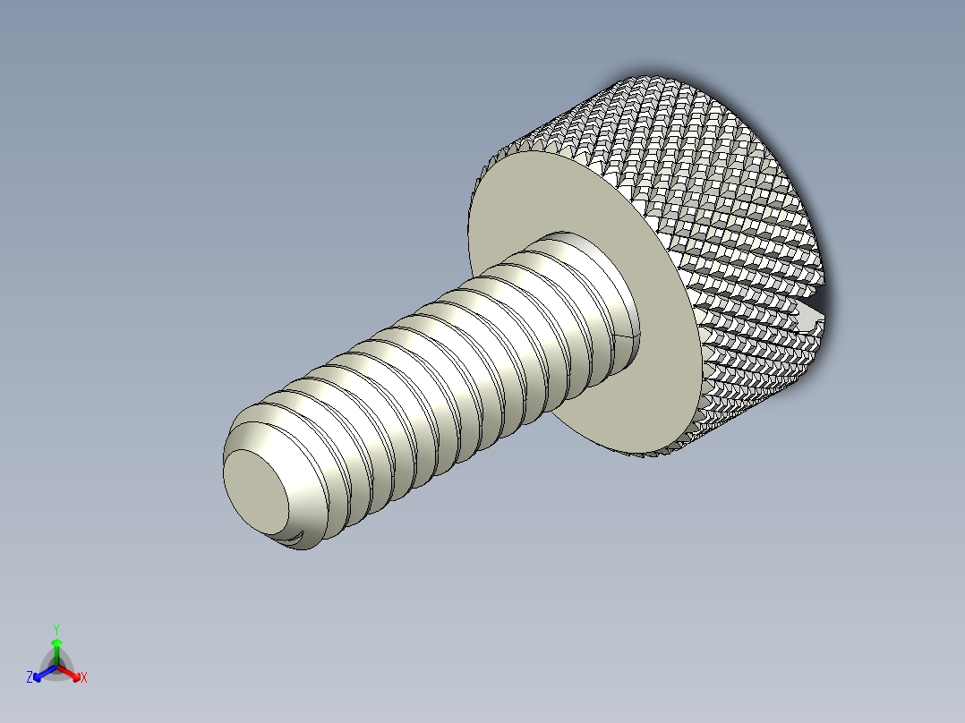 开槽滚花螺钉-M2 x 6mm正等轴测图