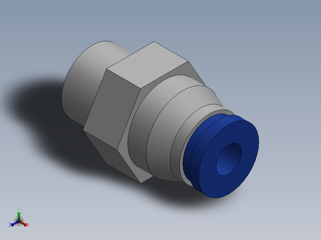 Ø4 x 1-8G - CONEXÃO RETA (C02250418)正等轴测图