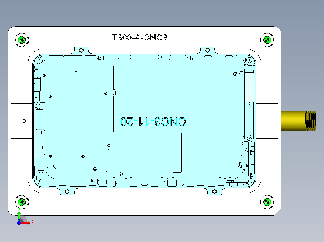 T300-A-笔记本CNC工装夹具三维模型CNC3前视图
