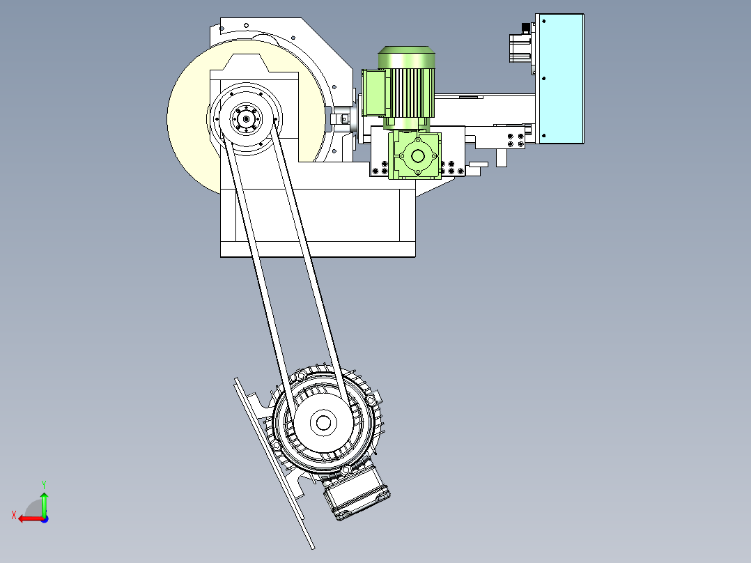 羊毛轮伺服修刀机构设计后视图