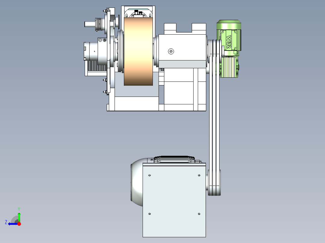 羊毛轮伺服修刀机构设计右视图