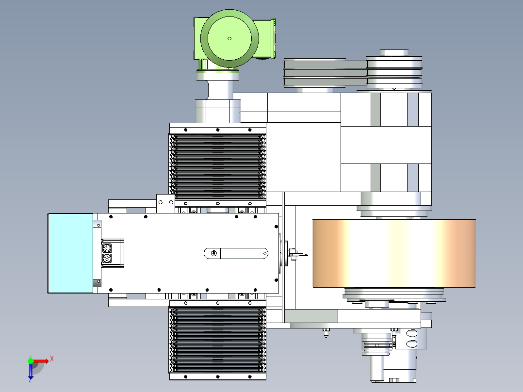 羊毛轮伺服修刀机构设计俯视图