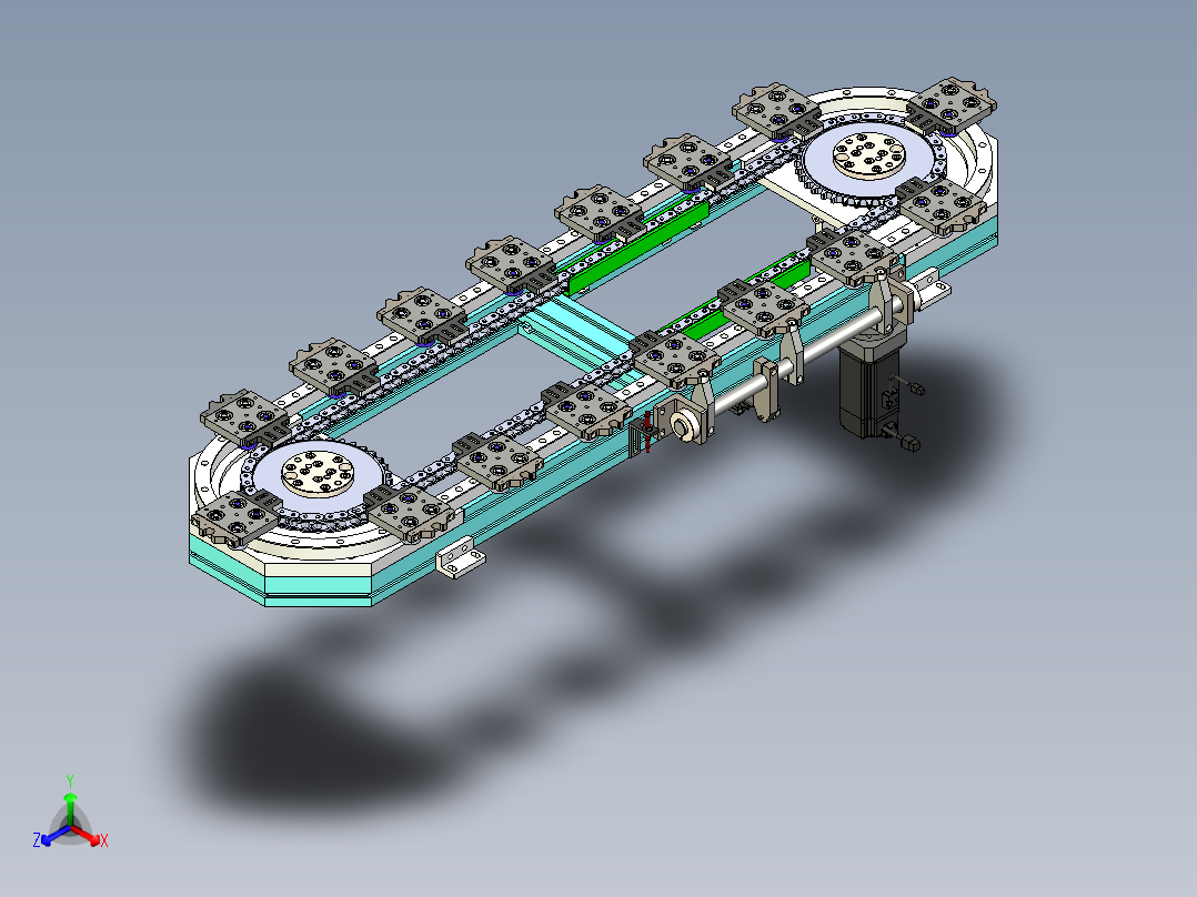 圆导轨轨道回流线带二次定位模型