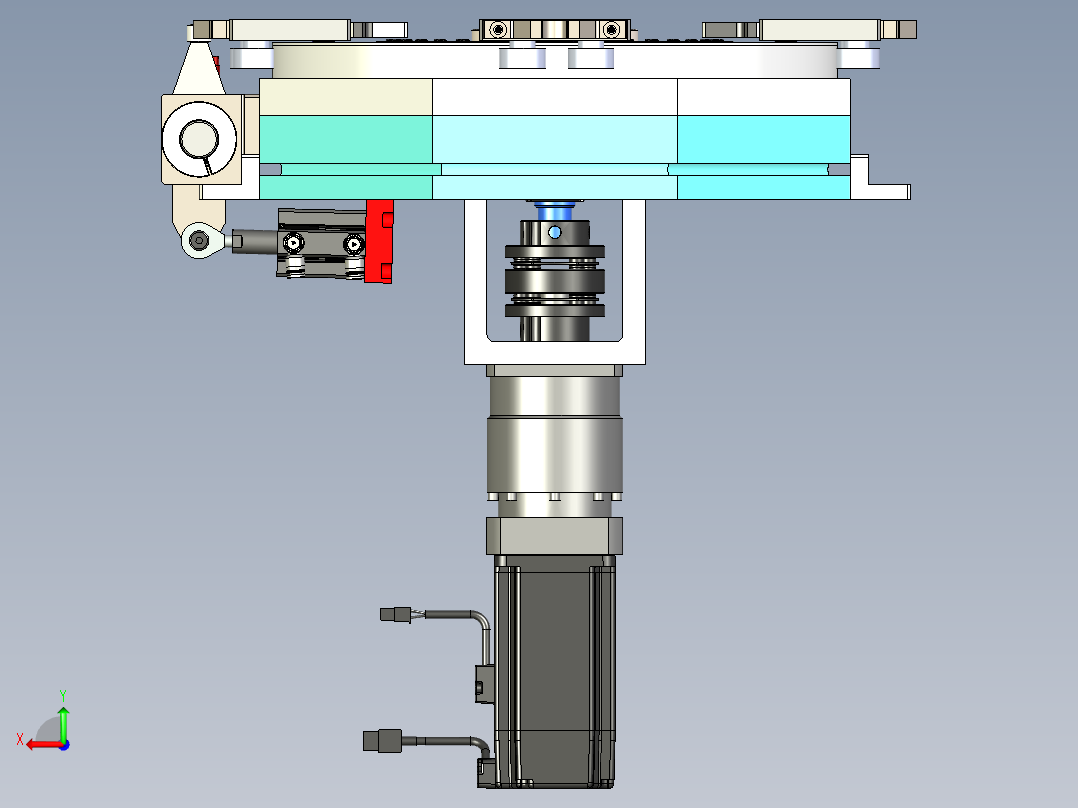 圆导轨轨道回流线带二次定位模型后视图