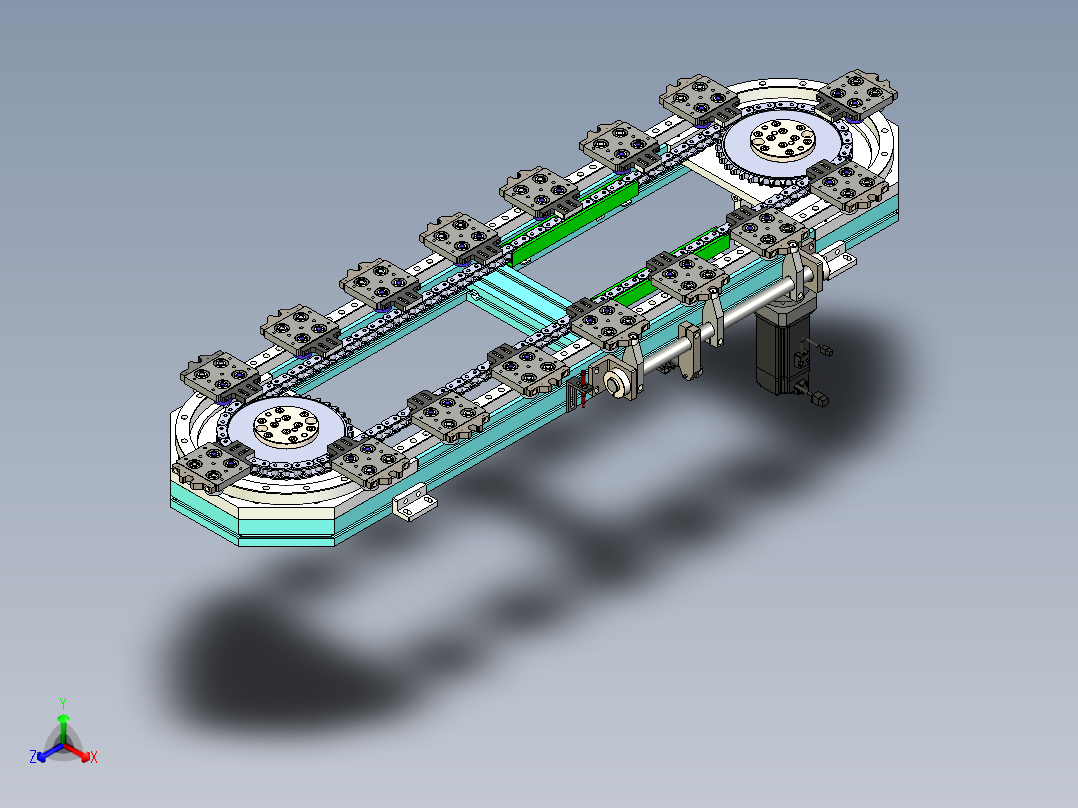 圆导轨轨道回流线带二次定位模型正等轴测图
