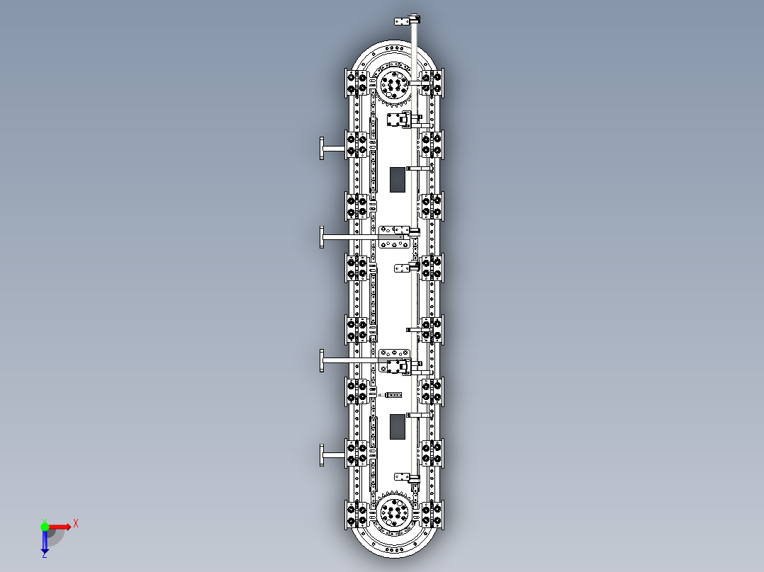 环形导轨输送线非标圆弧导轨生产线俯视图
