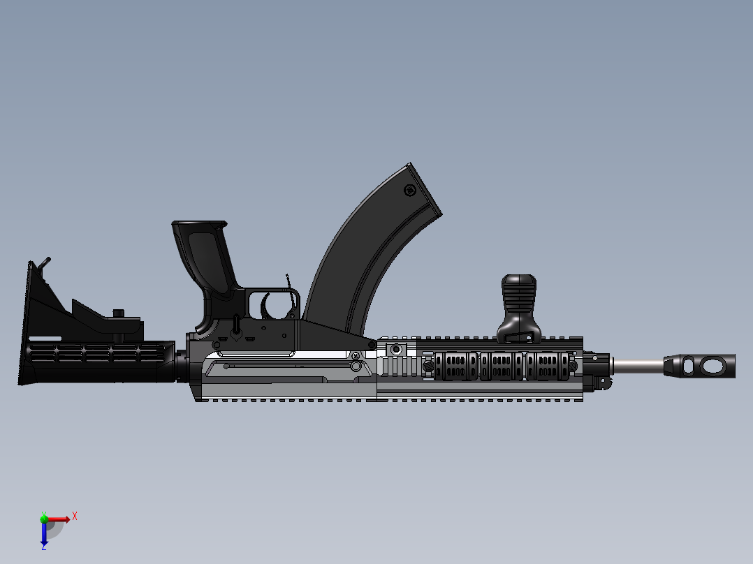 手枪左轮冲锋枪老式狙击步枪设计3D图纸762-rifle-1 2 SW UG X_T俯视图