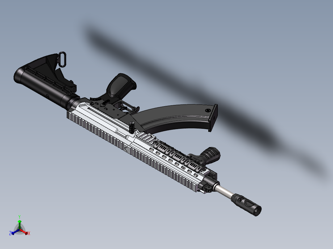 手枪左轮冲锋枪老式狙击步枪设计3D图纸762-rifle-1 2 SW UG X_T正等轴测图