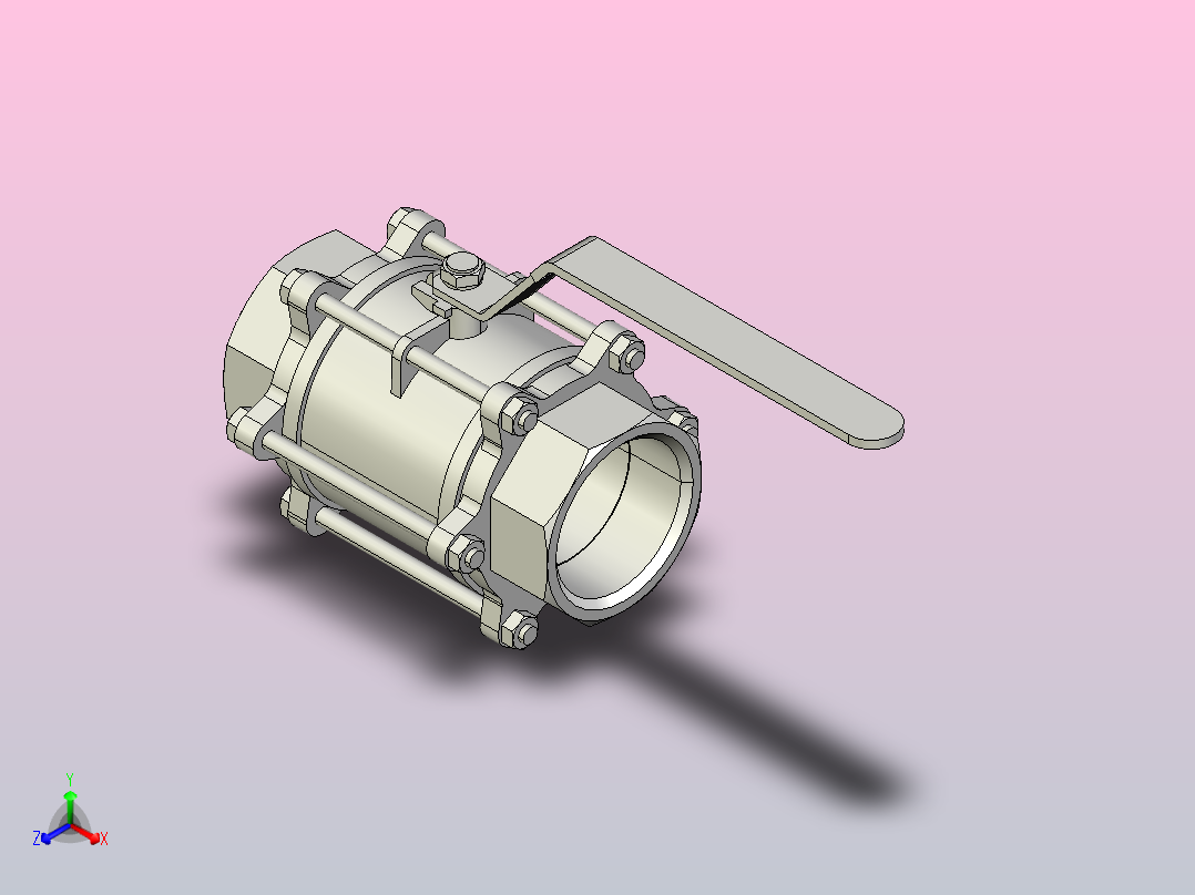 全通径1000PSI不锈钢球阀_内螺纹DN100主视图