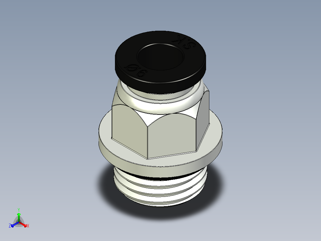 直通接头气管快插接头连接器RETO P TUBO 6MM (MACHO BSP 1-4-19)正等轴测图