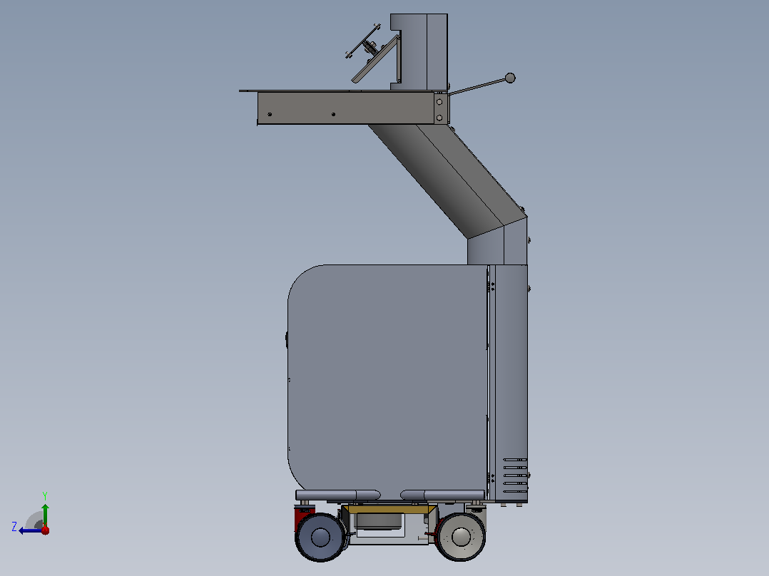 医用推车3D数模图纸 Solidworks设计右视图