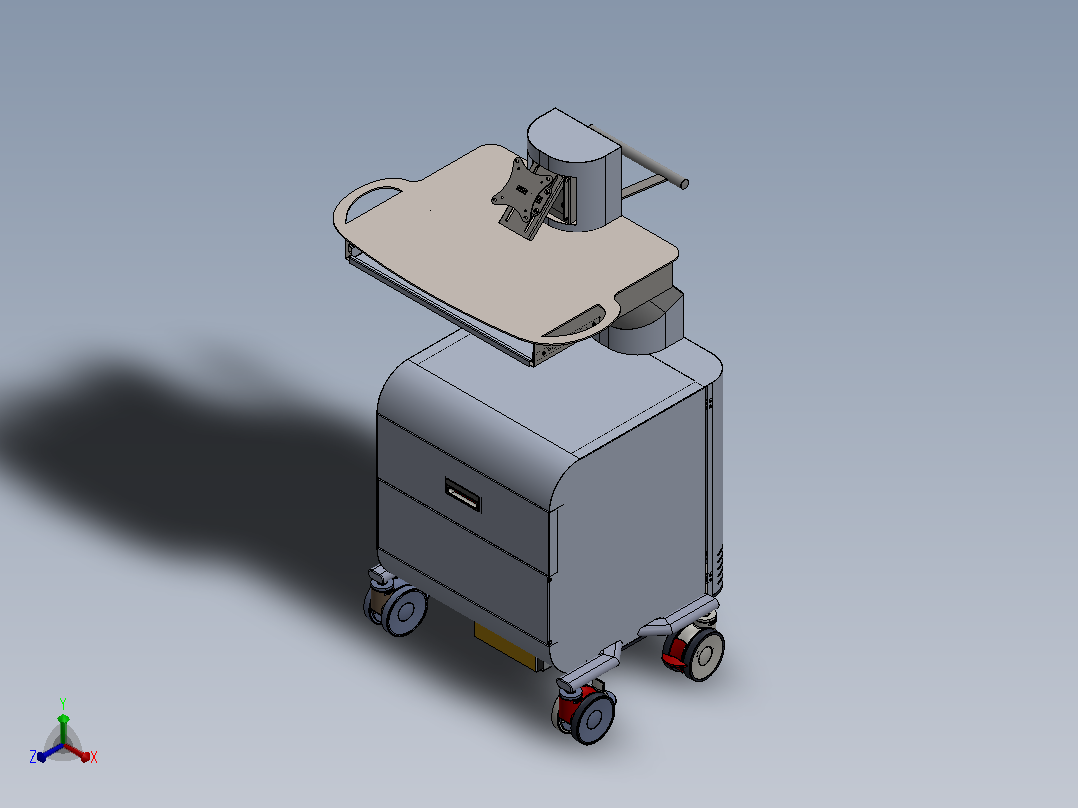 医用推车3D数模图纸 Solidworks设计正等轴测图