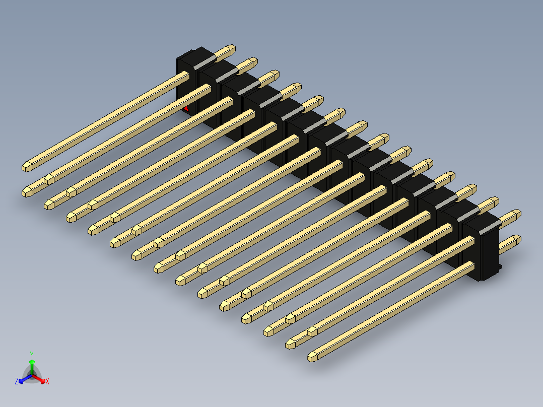彩色公头100mil（2.54mm）系列-DS1021_black_2x14p_100mil_Type19_rev1.0主视图
