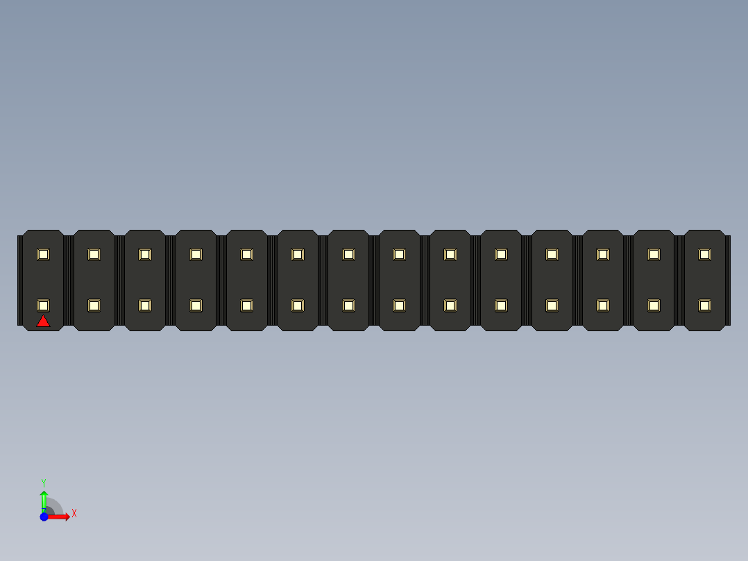 彩色公头100mil（2.54mm）系列-DS1021_black_2x14p_100mil_Type19_rev1.0前视图