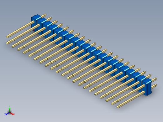 彩色公头100mil（2.54mm）系列-DS1021_blue_2x21p_100mil_Type5_rev1.0正等轴测缩略图