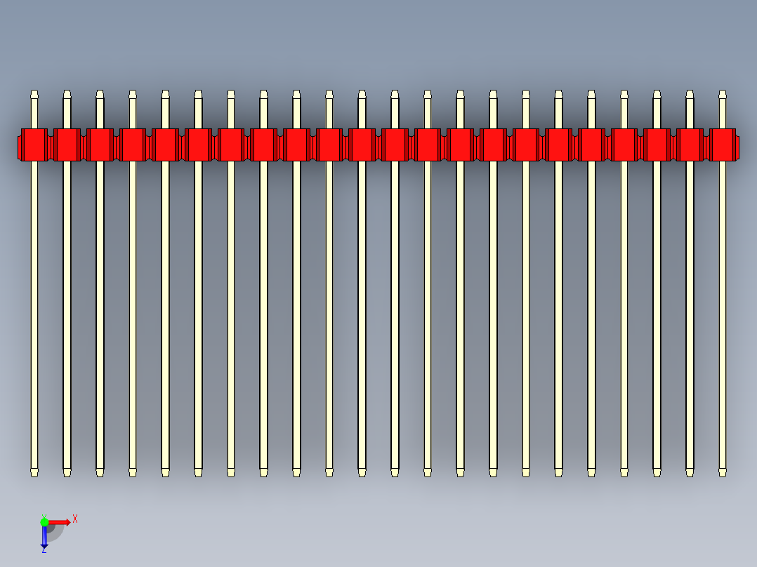 彩色公头100mil（2.54mm）系列-DS1021_red_1x22p_100mil_Type43_rev1.0俯视图