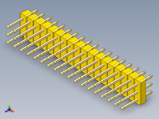 彩色公头100mil（2.54mm）系列-DS1021_yellow_3x18p_100mil_Type1_rev1.0正等轴测缩略图